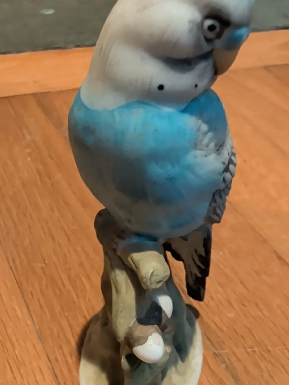 Blue Parakeet Figurine - Decorative Ceramic Bird Nature Home Decor Accents - Picture 8 of 9